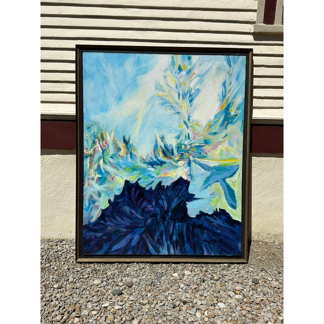 Large Abstract Vintage Painting on Canvas For Sale - Image 4 of 5