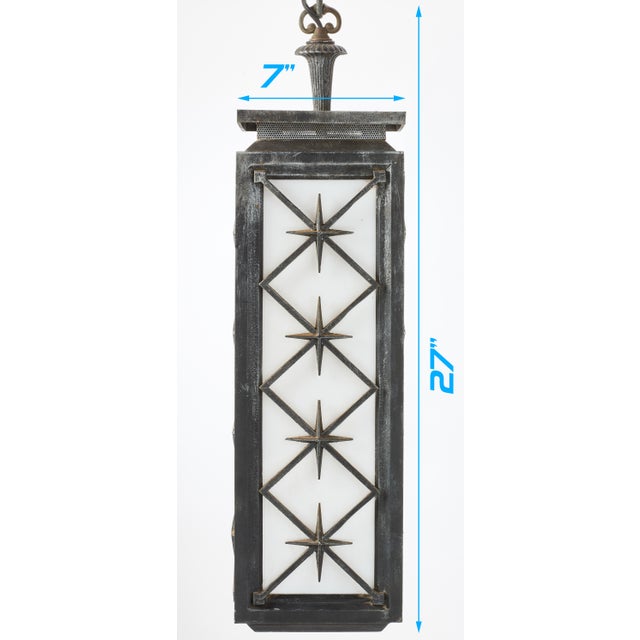 Metal 1950s Mid-Century Modern Large Exterior Pendant Light For Sale - Image 7 of 7