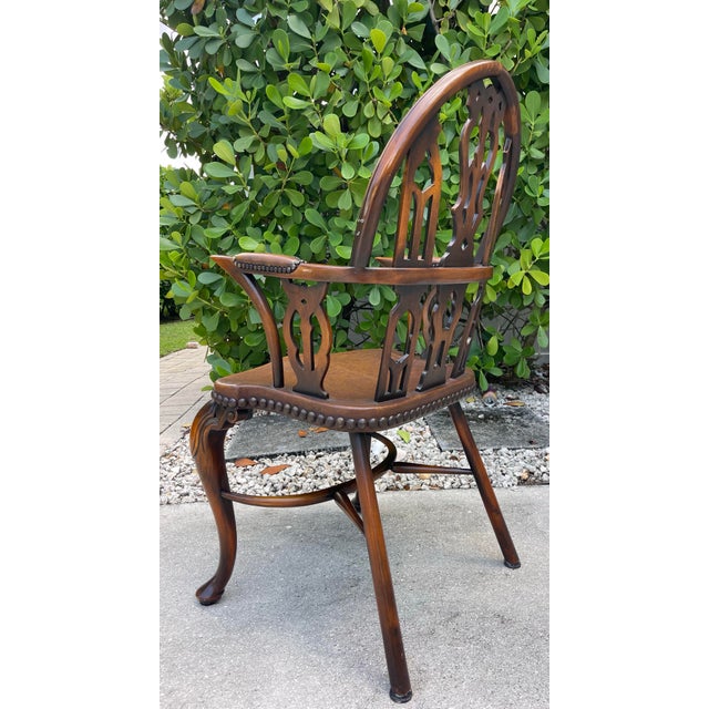 Vintage Gothic Revival Windsor Armchair Attributed to Theodore Alexander For Sale In Naples, FL - Image 6 of 14