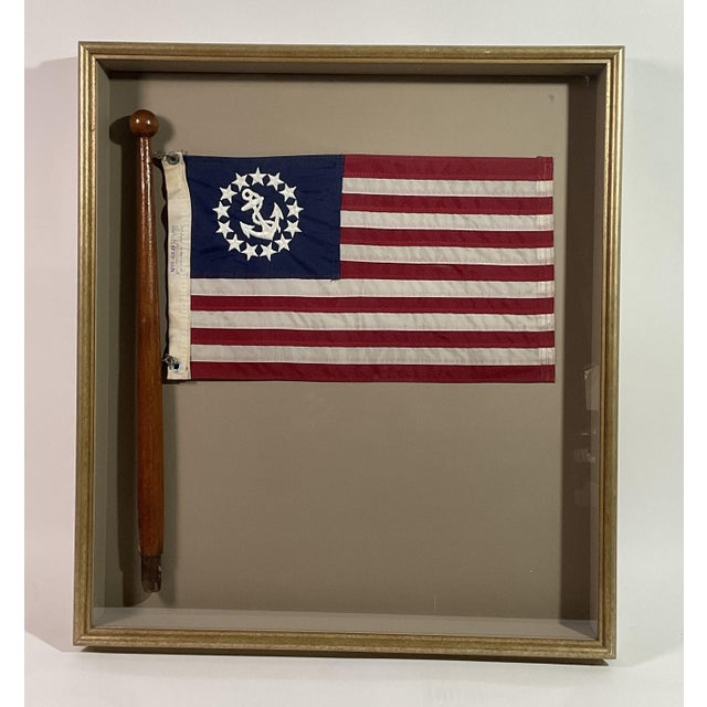 American Yacht Ensign on Pole in Shadowbox Frame For Sale - Image 3 of 10