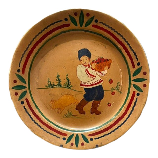 Vintage Continental Studios Hollywood Folk Art Decorative Plate For Sale