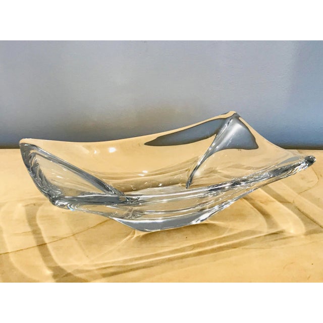 Transparent 1960’s Daum France Free Form Crystal Bowl For Sale - Image 8 of 12