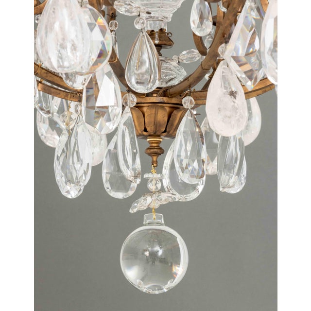 Maria Theresa Style Eight-Branch Gilt Bronze and Rock Crystal Chandelier For Sale In New York - Image 6 of 9