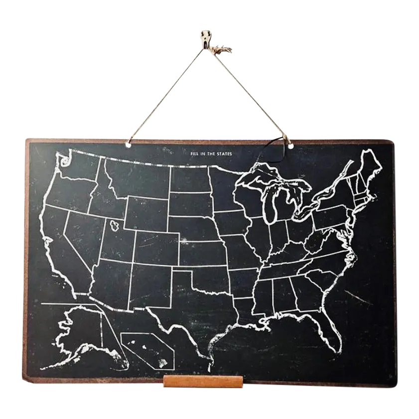 1900s Original United States Map - 1900s Original United States Map Chalkboard 7501