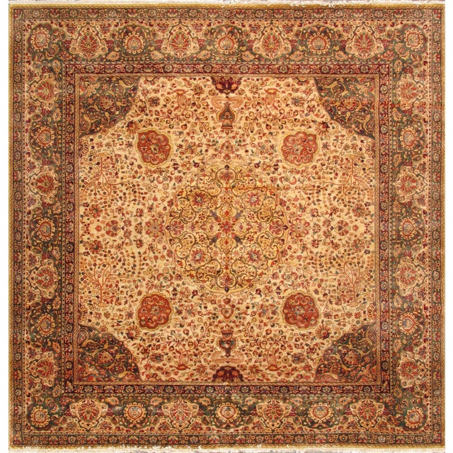 Textile Pasargad Home Agra Wool Area Rug-10' 0" X 10' 4" , Beige For Sale - Image 7 of 7