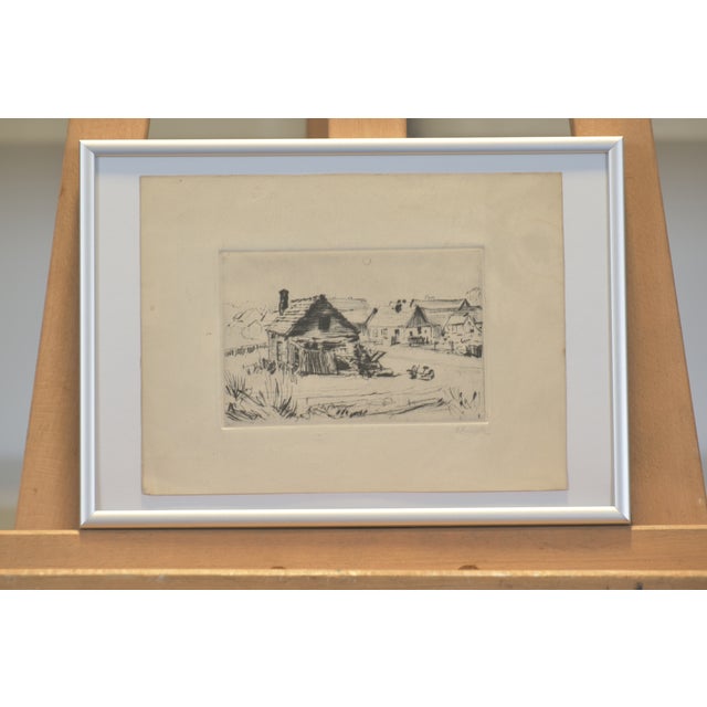 Village Scene, Etching, Ernst Krantz, Circa 1925 For Sale - Image 3 of 6
