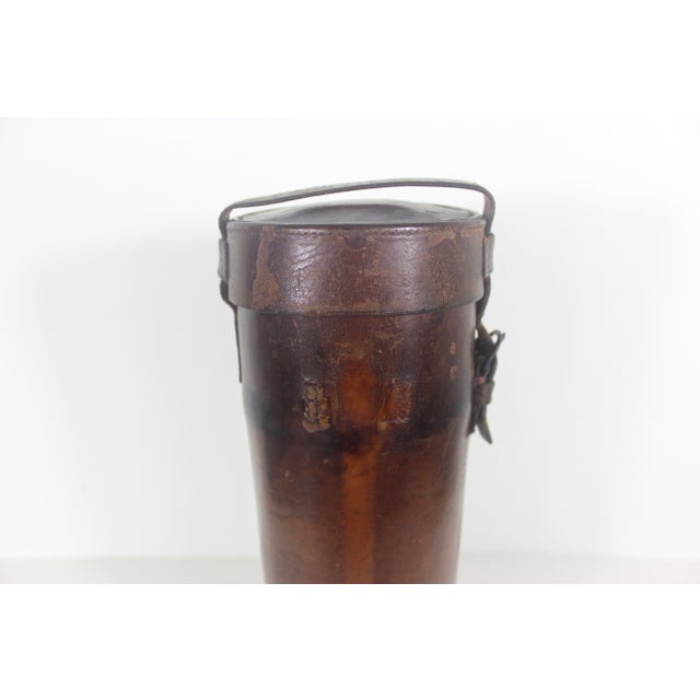 Antique Leather Canister Tube for Map Thermos Wine or Whiskey Bottle For Sale - Image 13 of 14