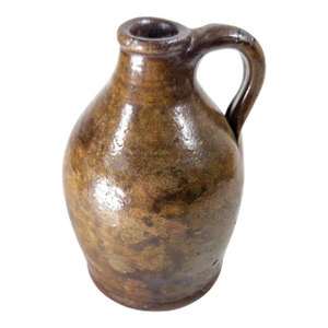 19th Century Rustic American New England Redware Miniature Ovoid Jug