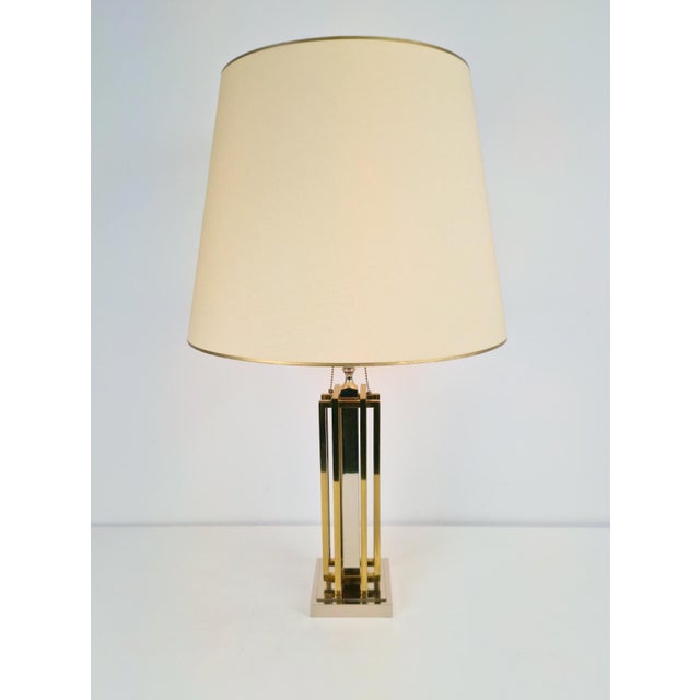 Geometric Brass and Chrome Table Lamp by Willy Daro, France, 1970 For Sale - Image 14 of 14