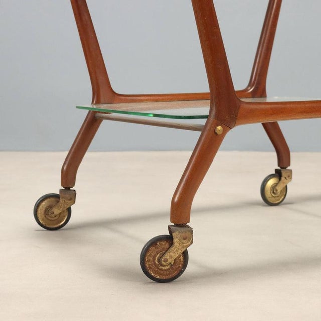 Beech and Glass Serving Cart, 1960s For Sale - Image 5 of 9