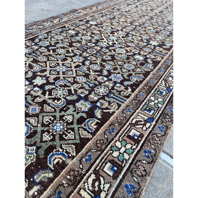 1930s 1920s Vintage Handmade Persian Nomadic Chocolate Brown Persian Rug For Sale - Image 5 of 7