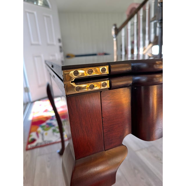 Mid 20th Century Kindel Flip Top Gaming Mahogany Table For Sale - Image 9 of 12