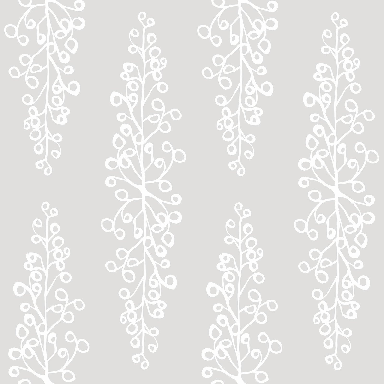 Sample - Grapevine Wallpaper by Susan Hable in White on Grey | Chairish