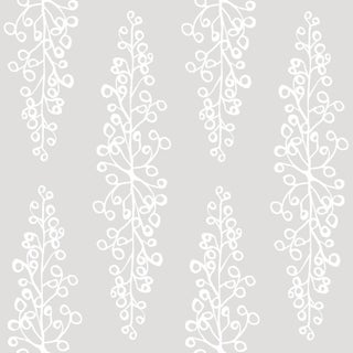 Sample - Grapevine Wallpaper by Susan Hable in White on Grey For Sale