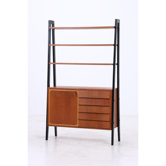 2000 - 2009 Mid-Century Vintage Teak Bookshelf with 5 Drawers and Door For Sale - Image 5 of 17