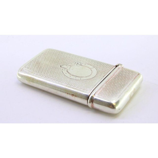 Guilloche Silver Matchbox with Monogram Card For Sale - Image 5 of 7