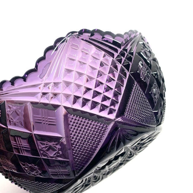Late 19th C. Amethyst Pressed Glass Serving Bowl Art Deco Traditional Victorian For Sale In Louisville - Image 6 of 10