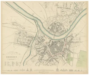 Dresden Germany Town Plan by Baldwin & Cradock 1833