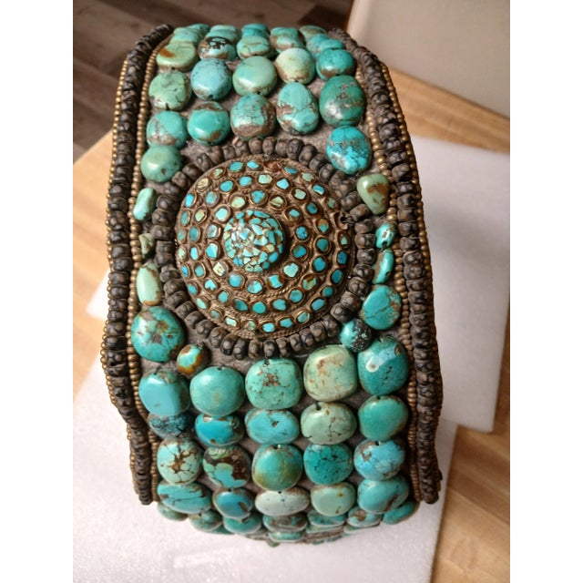 Tribal Vintage Turquoise and Silvefr Tibetan Headdress For Sale - Image 3 of 12
