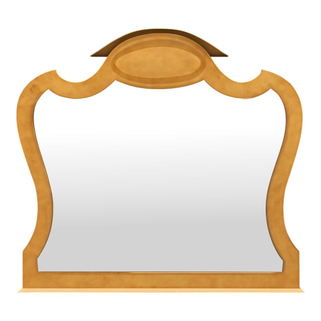 Vintage Burl Wood Marquetry Wall Mirror For Sale