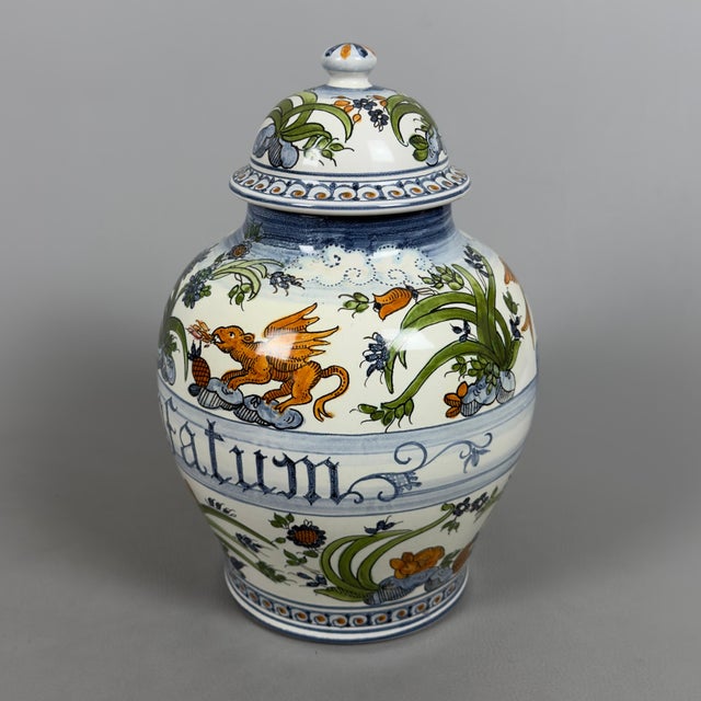 Vintage Majolica Pharmacy Potiche Vase, 1985 For Sale - Image 4 of 13