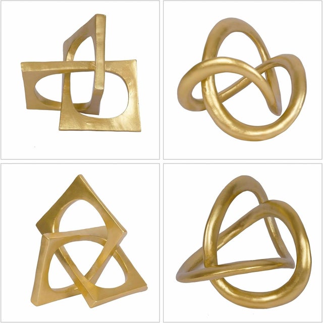 Early 21st Century Modern Gold Geometric Knot Tabletop Sculpture Decor For Sale - Image 5 of 7