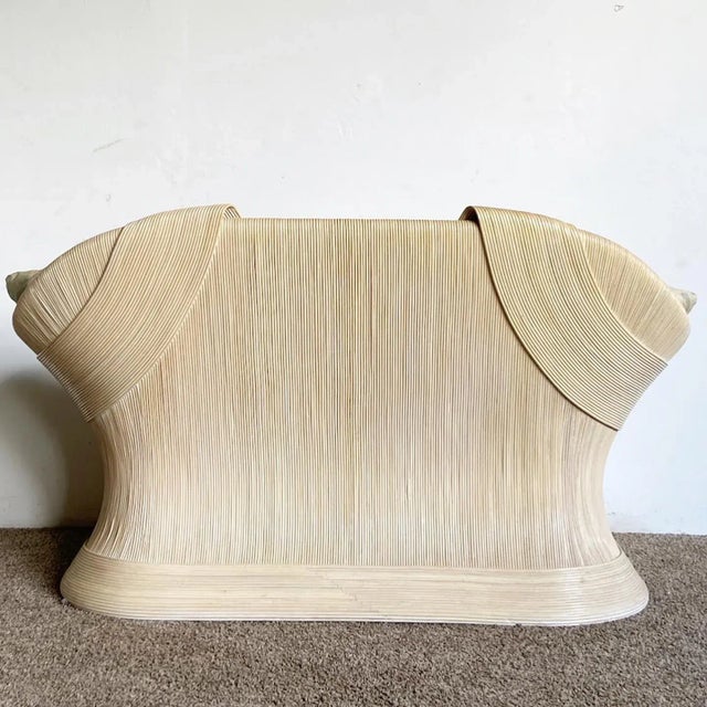 Boho Chic Sculpted Pencil Reed Ribbon Love Seat Sofa For Sale In Miami - Image 6 of 12