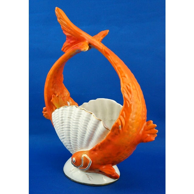 1940s Art Deco Ceramic Centerpiece Vase with Fish from Labor Lastrucci & Borroni, Italy, 1940s For Sale - Image 5 of 18