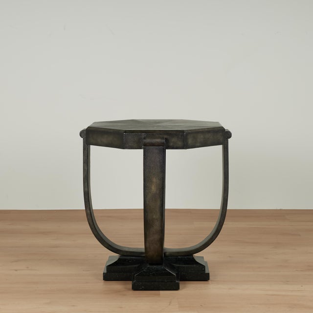 Maitland - Smith Pair of Vintage Art Deco Style Tables in Faux Shagreen by Maitland Smith For Sale - Image 4 of 15