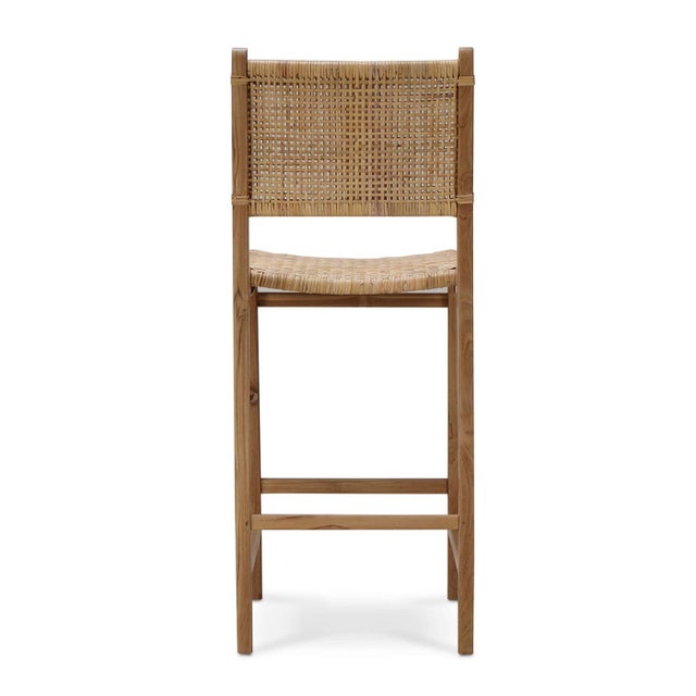 Contemporary Coastal Teak Barstool For Sale - Image 3 of 8