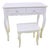 White Wooden Table with Stool and Flower Knobs For Sale