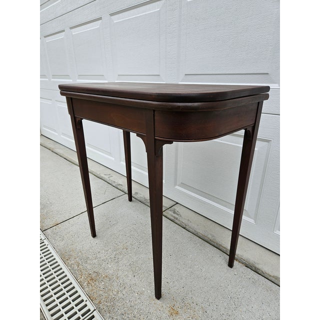 Georgian Square Mahogany Flip Top Console Game Table For Sale - Image 6 of 16