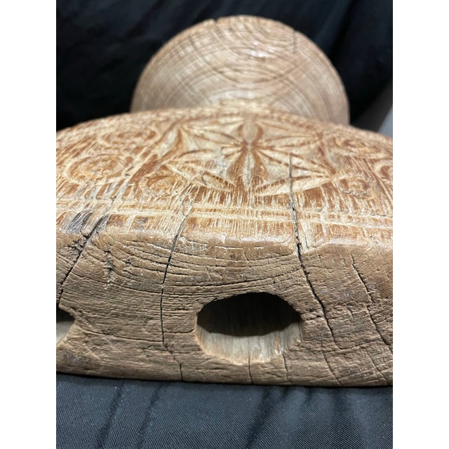 Antique Wooden Candleholder/Seeder - Hand Carved in India For Sale In Saint Louis - Image 6 of 9