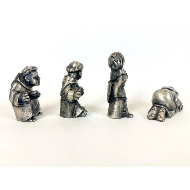 Vintage Italian Pewter Monk Football Team from Peltro, 1970s, Set of 4 For Sale - Image 4 of 8