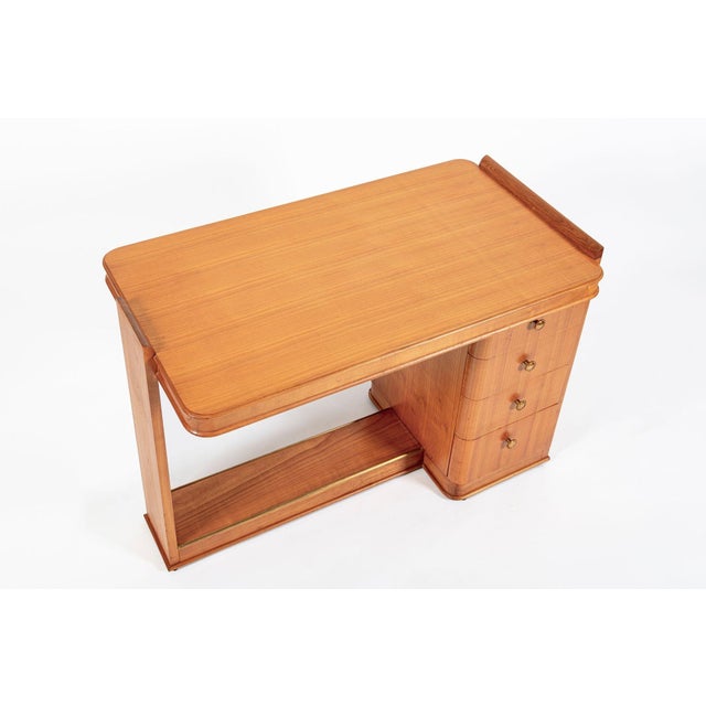 Brown Antique French Art Deco Dominique Lemonwood Desk 1930s For Sale - Image 8 of 16