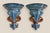 Cornflower Blue Vintage Ceramic Wall Brackets Sconces Fleur-De-Lis Blue and Brown Glazed – A Pair For Sale - Image 8 of 8