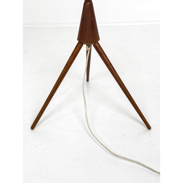 1960s Scandinavian Modern Swedish Teak Tripod Floor Lamp with Pleated Fabric, 1960 For Sale - Image 5 of 8