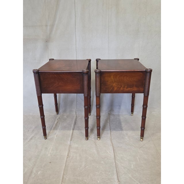 Antique Mahogany Federal Style Nightstands With Interior Slant Desk - A Pair For Sale - Image 16 of 18