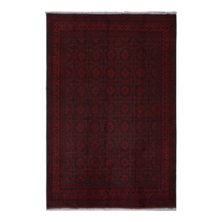Rug & Kilim’s Afghan Baluch Tribal Rug in Burgundy and Blue Geometric Patterns For Sale