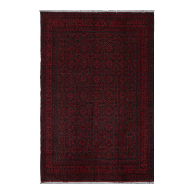 Rug & Kilim’s Afghan Baluch Tribal Rug in Burgundy and Blue Geometric Patterns For Sale