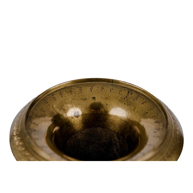 Brass Vintage Mid-Century Indian Nakkashi Etched Brass Vase 18" For Sale - Image 8 of 12