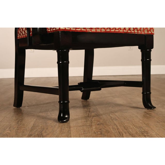 Black 12 Custom Black Lacquered Asian Inspired Dining Chairs For Sale - Image 8 of 18