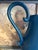 1970s Vintage Farmhouse Portuguese Glazed Terracotta Ewer Blue Pitcher For Sale - Image 5 of 9
