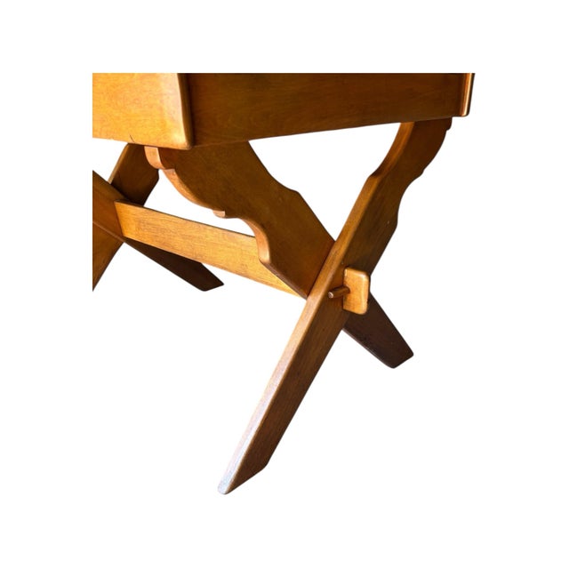 Mid 20th Century High Quality Cushman of Vermont Trestle Base/ Hard Rock Maple/Draw Leaf Table. For Sale In Houston - Image 6 of 11
