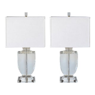 Pair of Robert Abbey Artemis Crystal Lamps For Sale