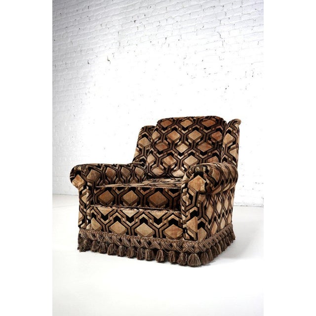 Mid-Century Modern Vintage Lounge Chairs with Psychedelic Fabric, 1960s, Set of 2 For Sale - Image 3 of 8