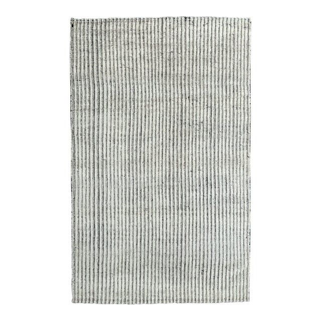 9x12 Graceful Vibrant Ivory Geometric Modern Hand Knotted Wool Carpet Rug For Sale