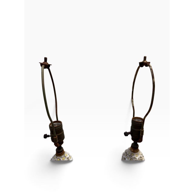 Ceramic Antique Meissen Style Porcelain "Schneeballen" (Snowball) Vase Table Lamps - A Pair For Sale - Image 7 of 9