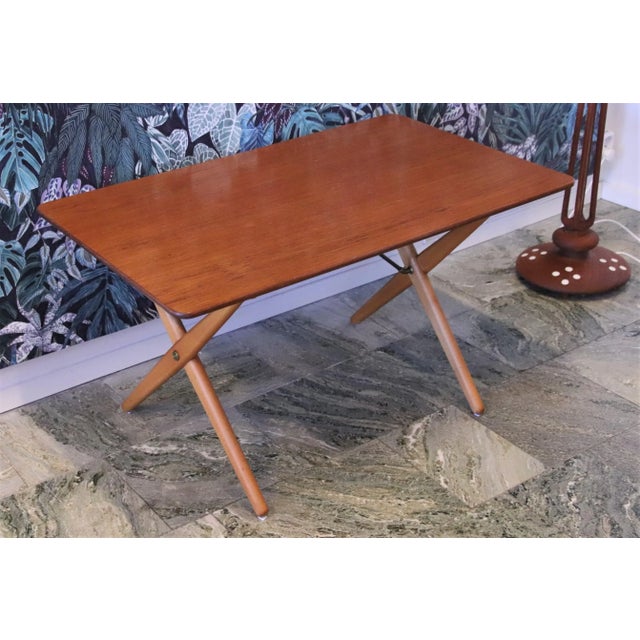Beige Model AT308 Cross Legged Coffee Table by Hans J. Wegner for Andreas Tuck For Sale - Image 8 of 11