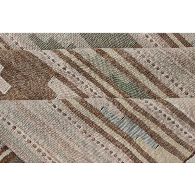 Vintage Turkish Kilim Rug With Geometric Patterns and Soft Pastel Hues 7'6"x11'3" For Sale - Image 10 of 11
